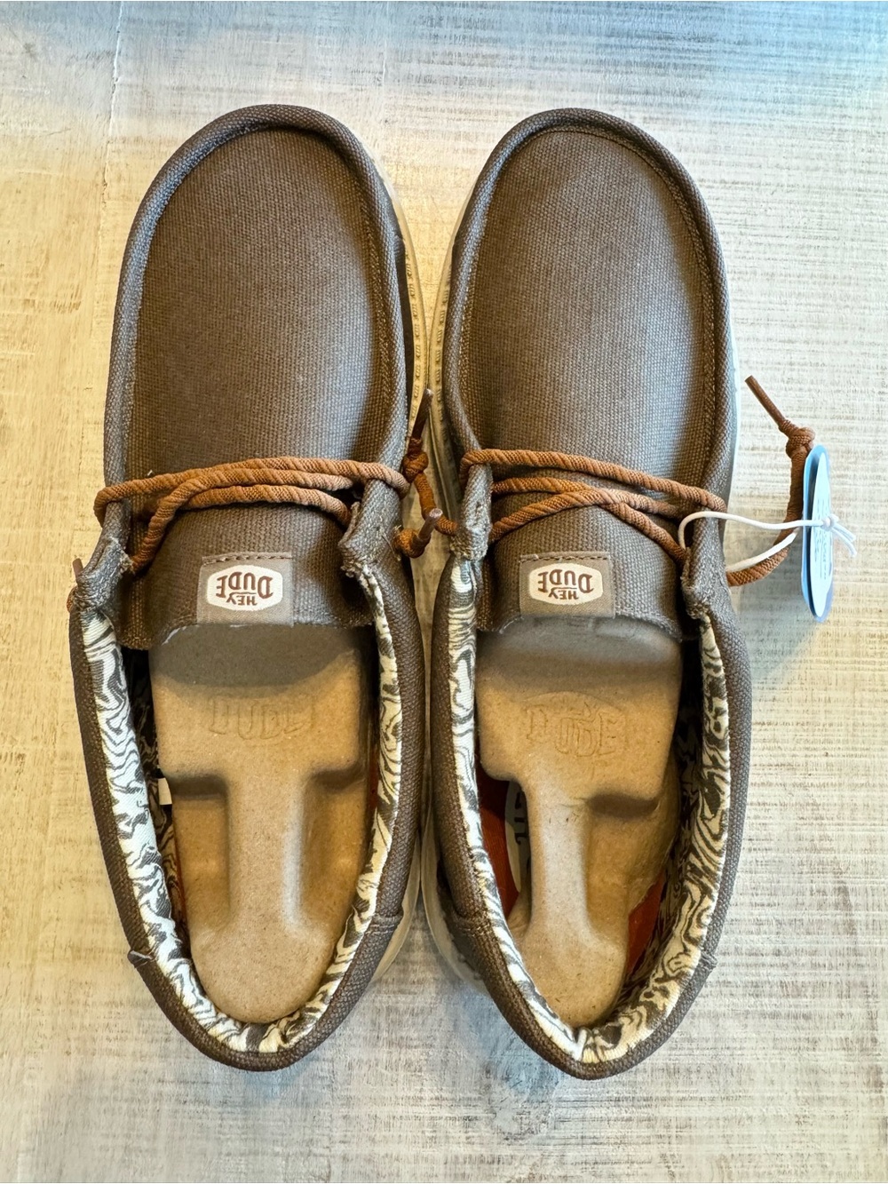 HEYDUDE Wally Waxed Canvas Loafers Walnut Brown Men's Size 10 NIB